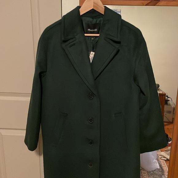 Women's Dark Green Wool Coat - Picture 8 of 10